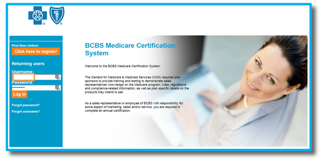 BCBS Medicare Certification System - Login page