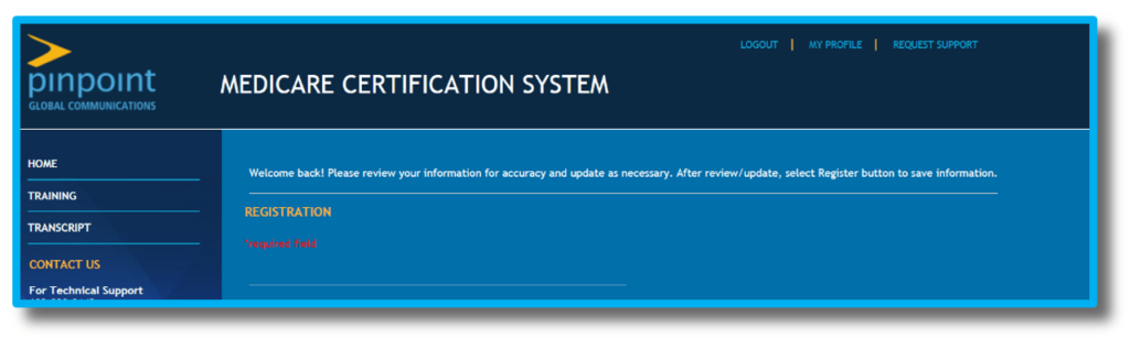 BCBS Medicare Certification System - course screen