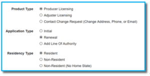 Licensing Center form to fill out